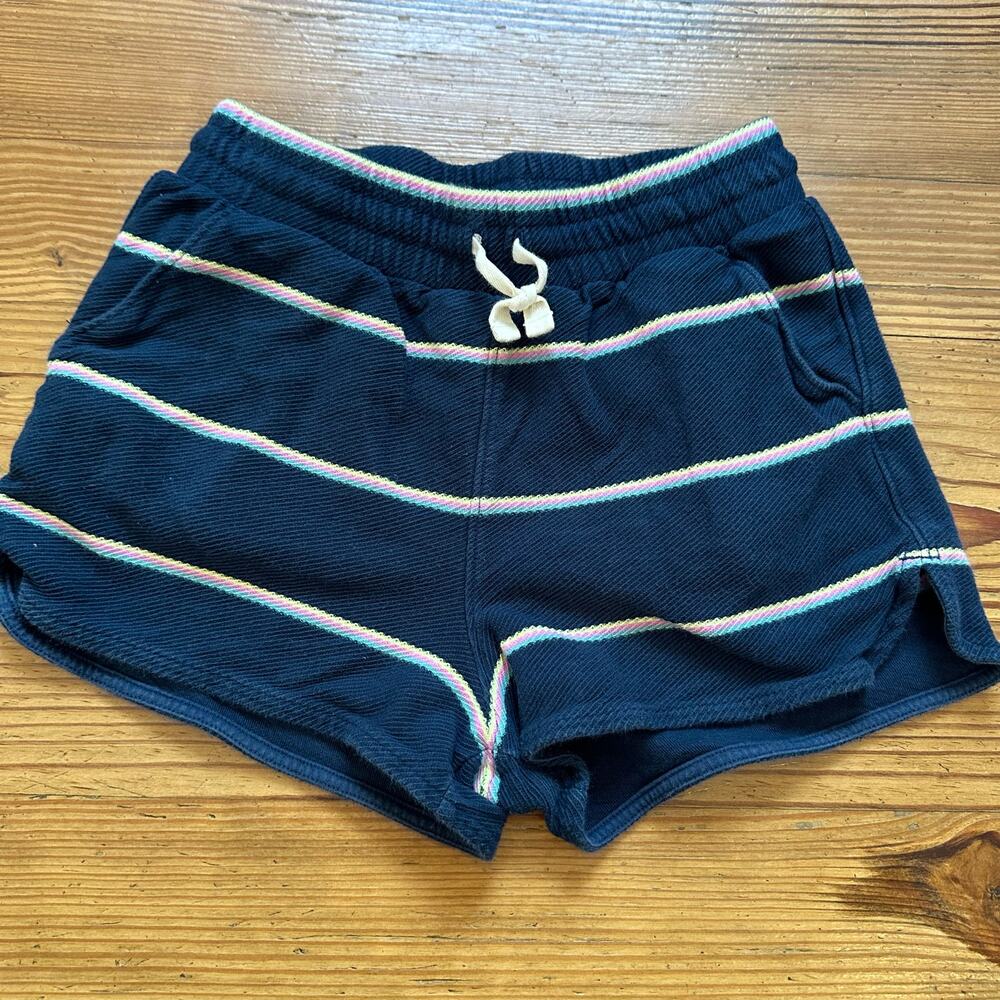 Tea dark‎ navy colorful striped cotton drawstring waist shorts SIZE 12